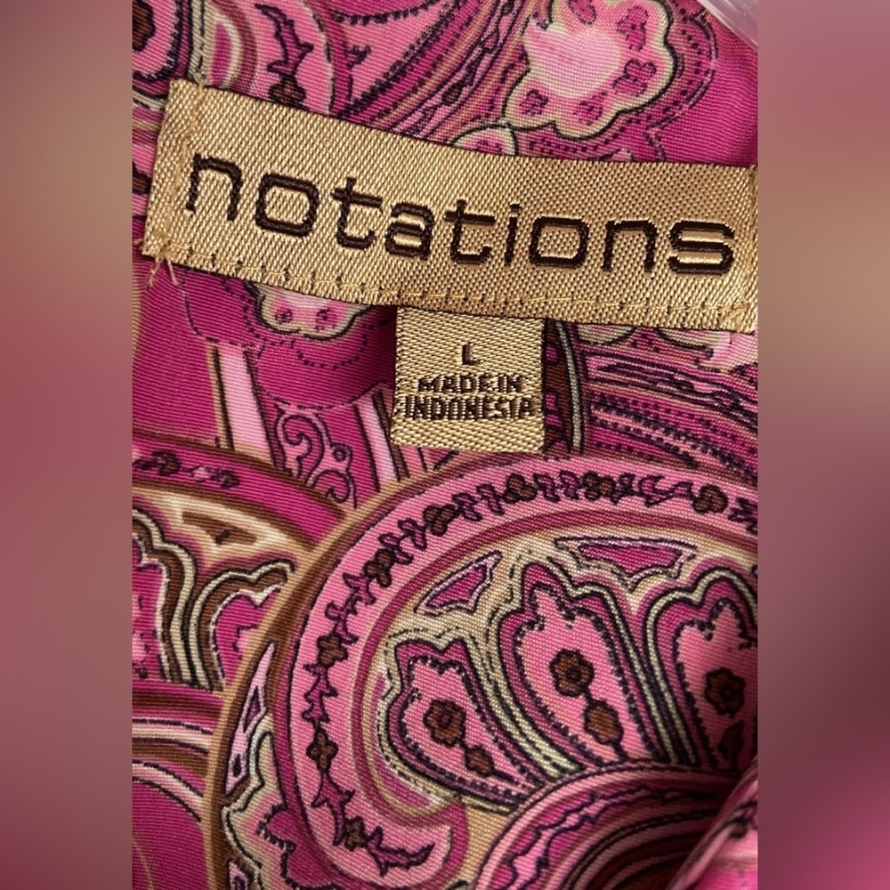 NOTIONS Sz-L Silky/Soft Paisley Tank-top, 1 Back 🗝️Hole Button- Good Used Shape - Picture 13 of 16